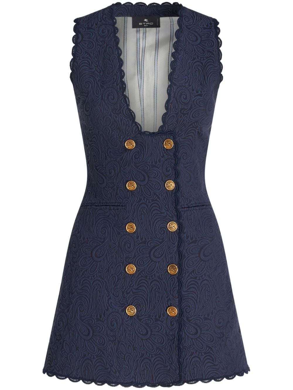 ETRO paisley-jacquard long waistcoat - Blue von ETRO