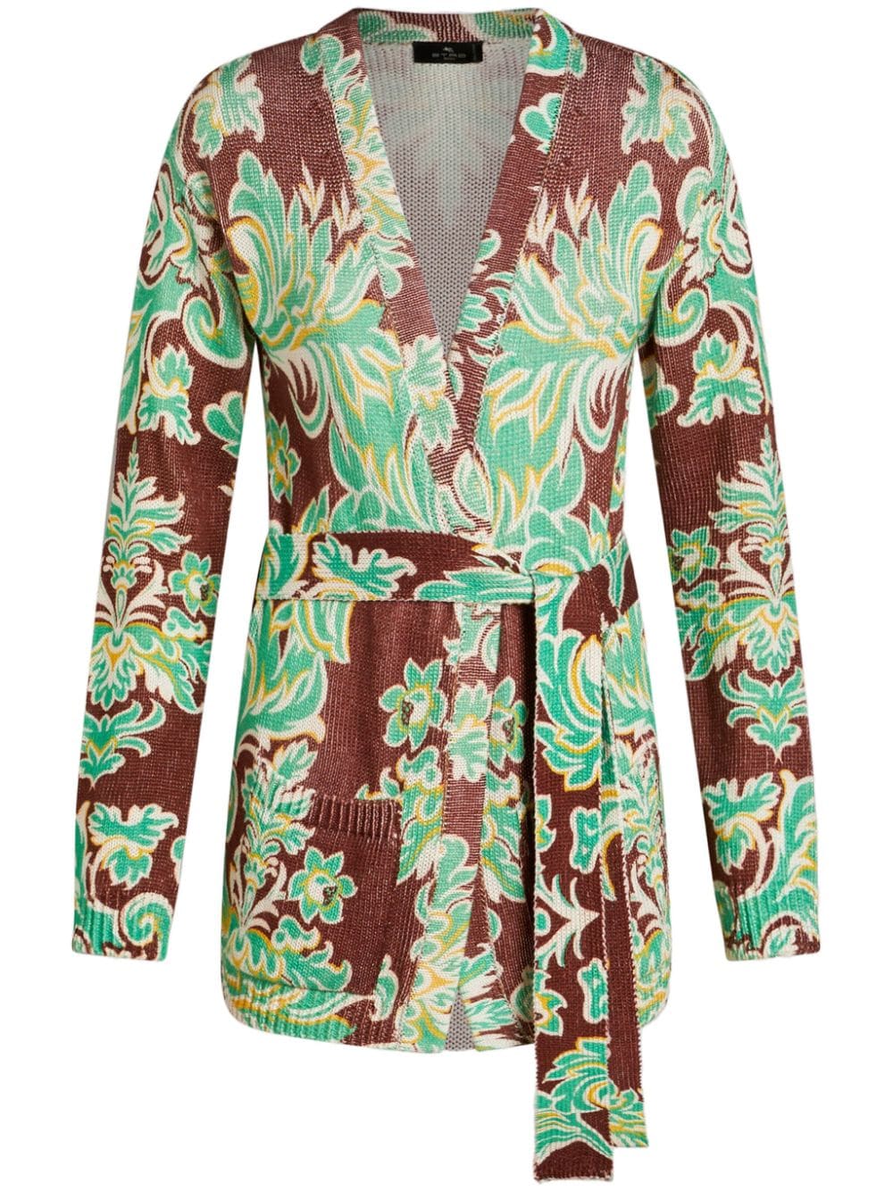 ETRO paisley-print belted cardigan - Brown von ETRO