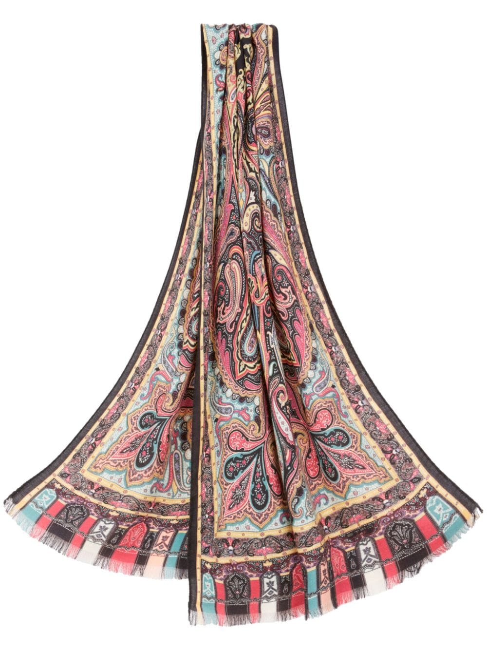 ETRO paisley-print frayed-edge cashmere-blend scarf - Black von ETRO