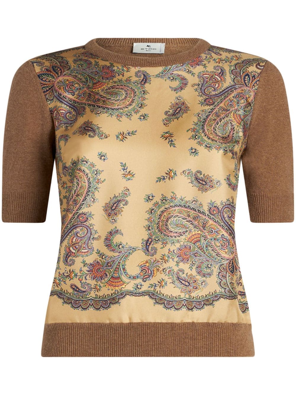 ETRO paisley-print panelled knitted top - Brown von ETRO