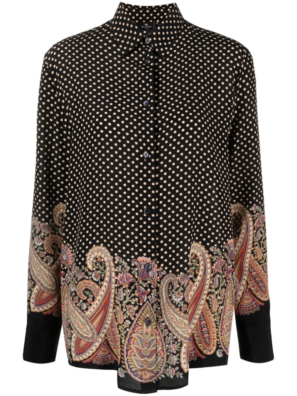 ETRO paisley-trim polka-dot shirt - Black von ETRO