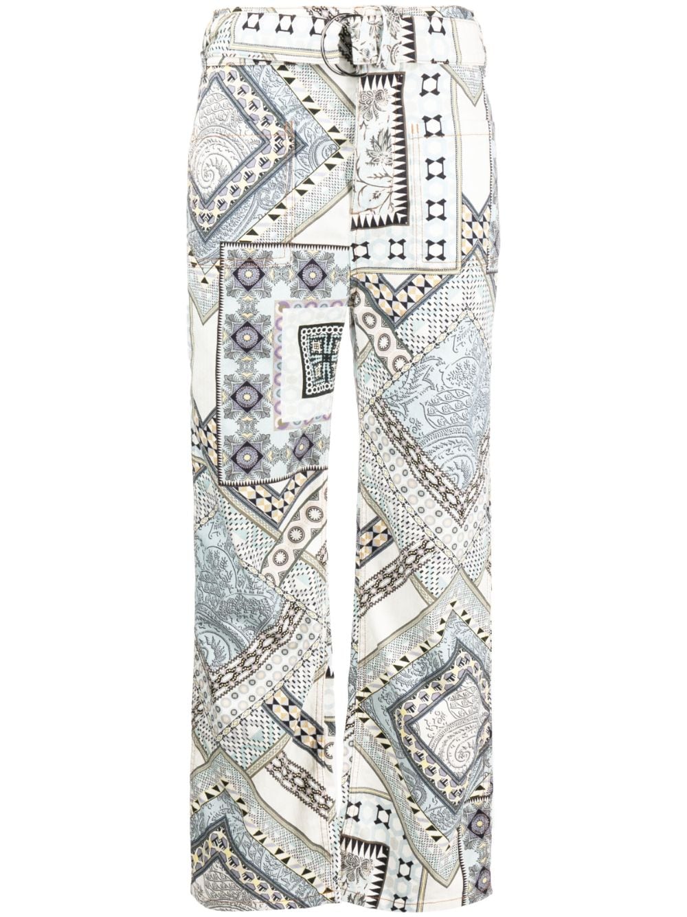 ETRO patchwork-print straight-leg trousers - White von ETRO