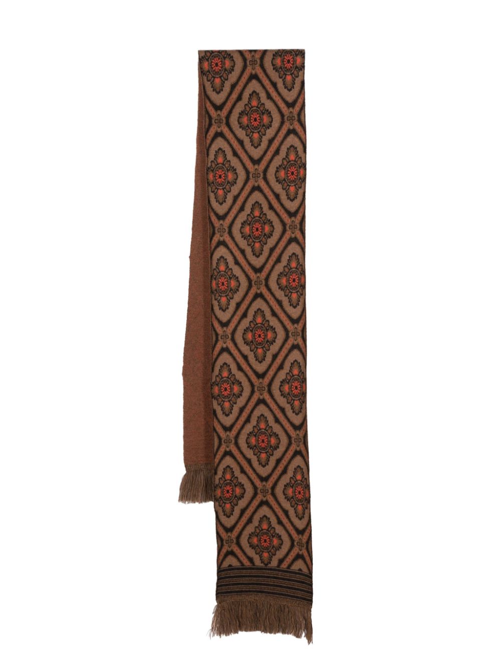 ETRO patterned-jacquard fringed scarf - Brown von ETRO