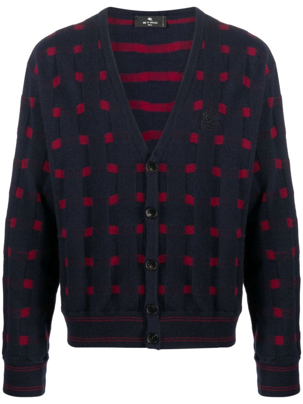 ETRO patterned-knit V-neck cardigan - Blue von ETRO