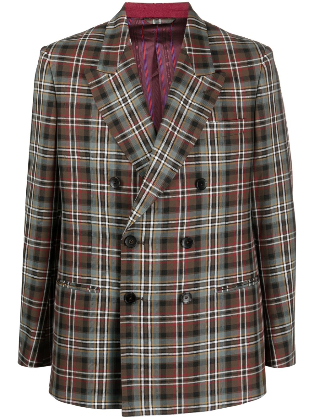 ETRO plaid-check double-breasted blazer - Brown von ETRO