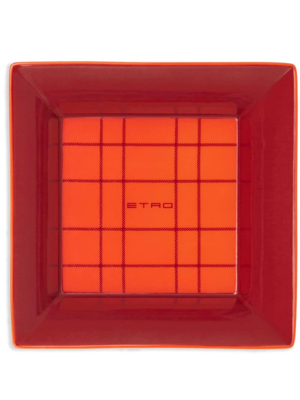ETRO HOME plaid-check porcelain tray - Red von ETRO HOME
