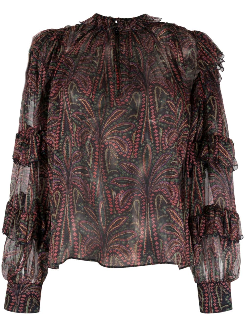 ETRO ruffled paisley-print silk blouse - Blue von ETRO