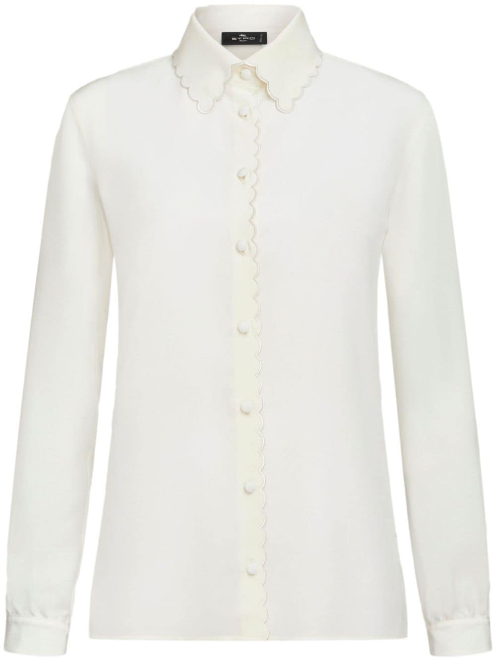 ETRO scallop-trim crepe de chine shirt - White von ETRO