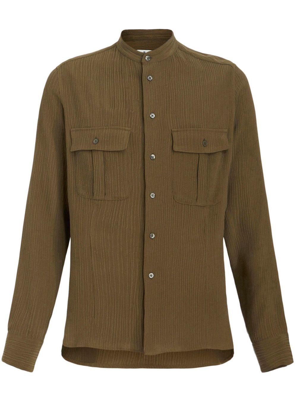 ETRO silk band-collar long-sleeve shirt - Green von ETRO