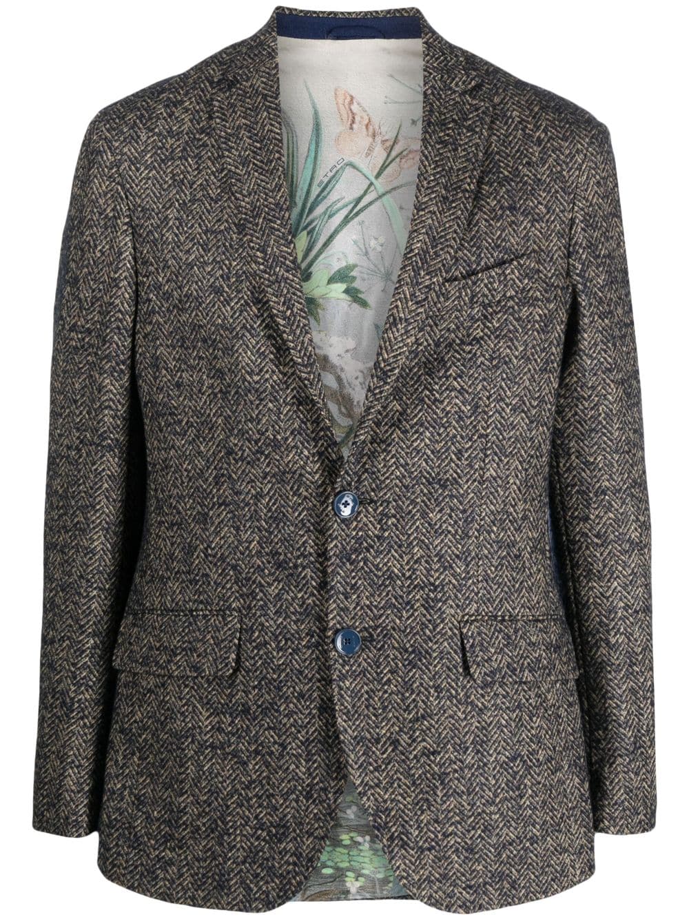 ETRO single-breasted herringbone blazer - Blue von ETRO