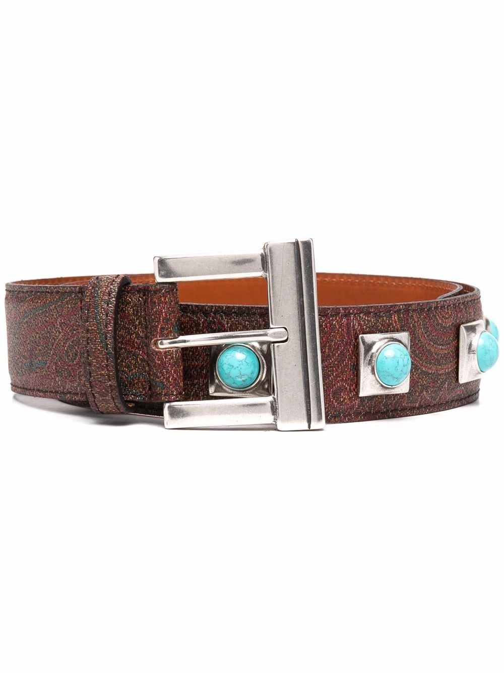 ETRO stone-embellished paisley-print belt - Brown von ETRO