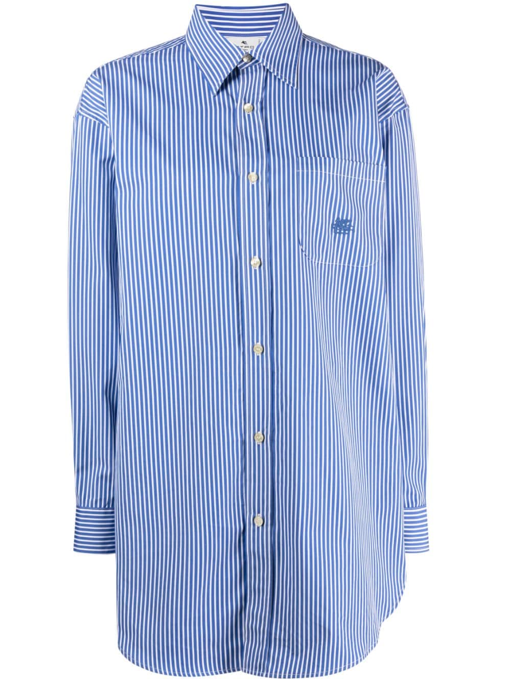 ETRO striped logo-embroidered cotton shirt - Blue von ETRO