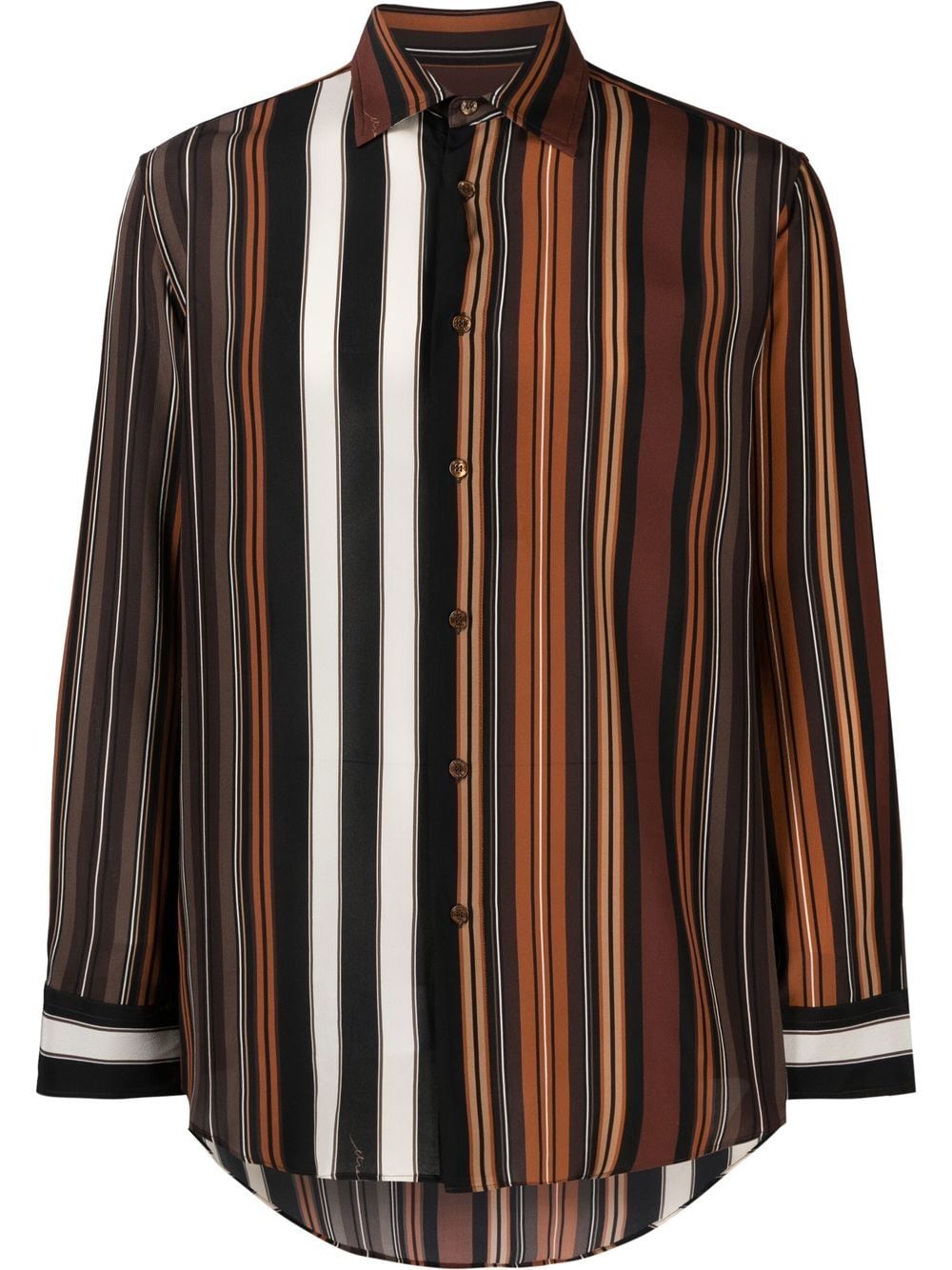 ETRO striped long-sleeve silk shirt - Brown von ETRO