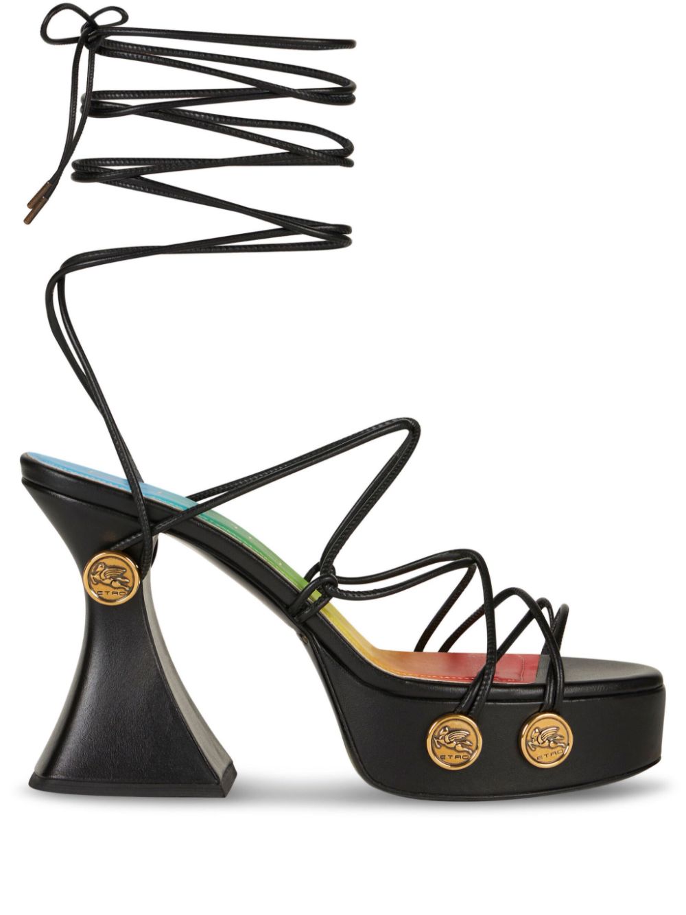 ETRO tie-fastening platform sandals - Black von ETRO