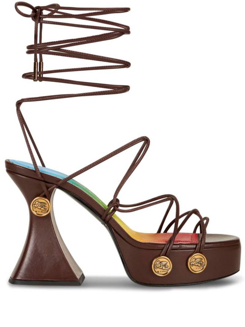ETRO tie-fastening platform sandals - Brown von ETRO