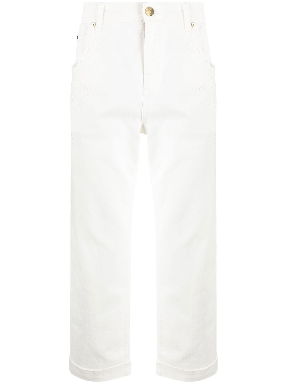 ETRO tonal-embroidered cotton trousers - White von ETRO