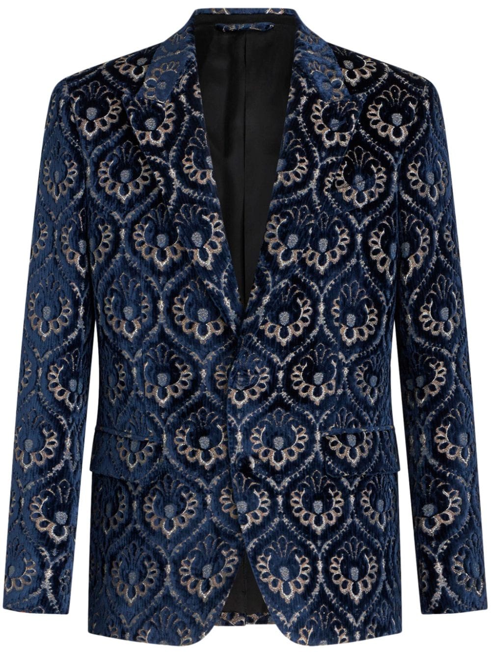 ETRO velvet jacquard single-breasted blazer - Blue von ETRO