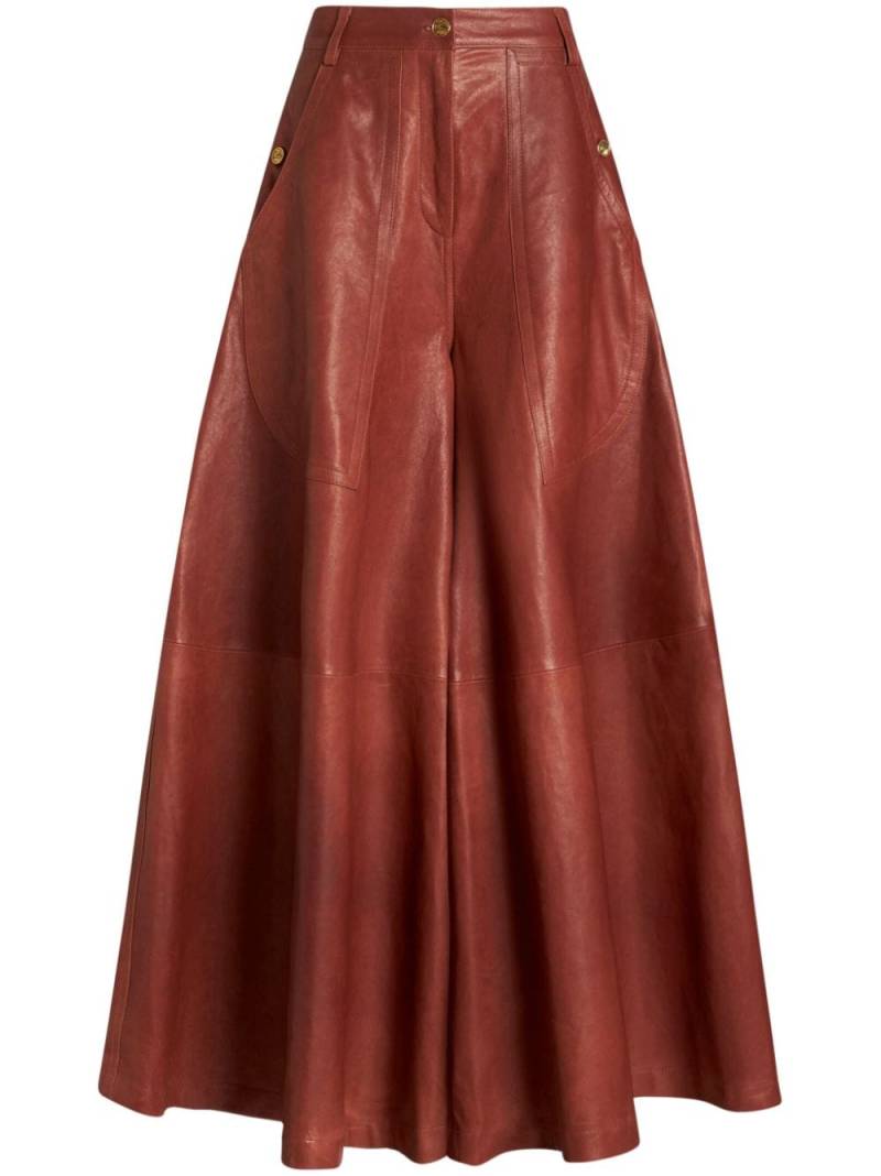 ETRO wide-leg leather trousers - Red von ETRO