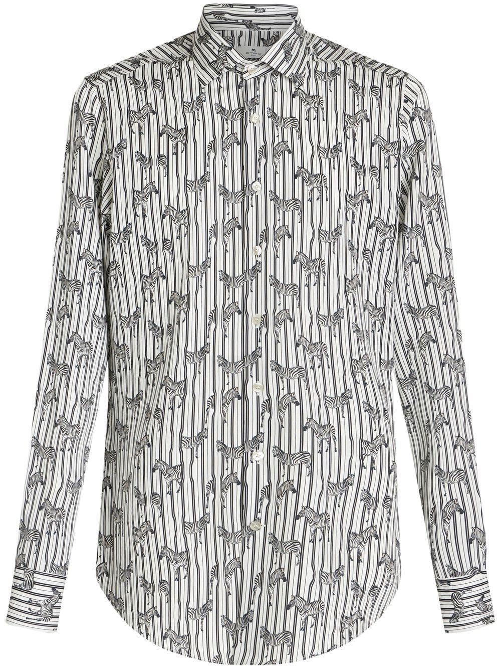 ETRO zebra-print long-sleeved shirt - White von ETRO