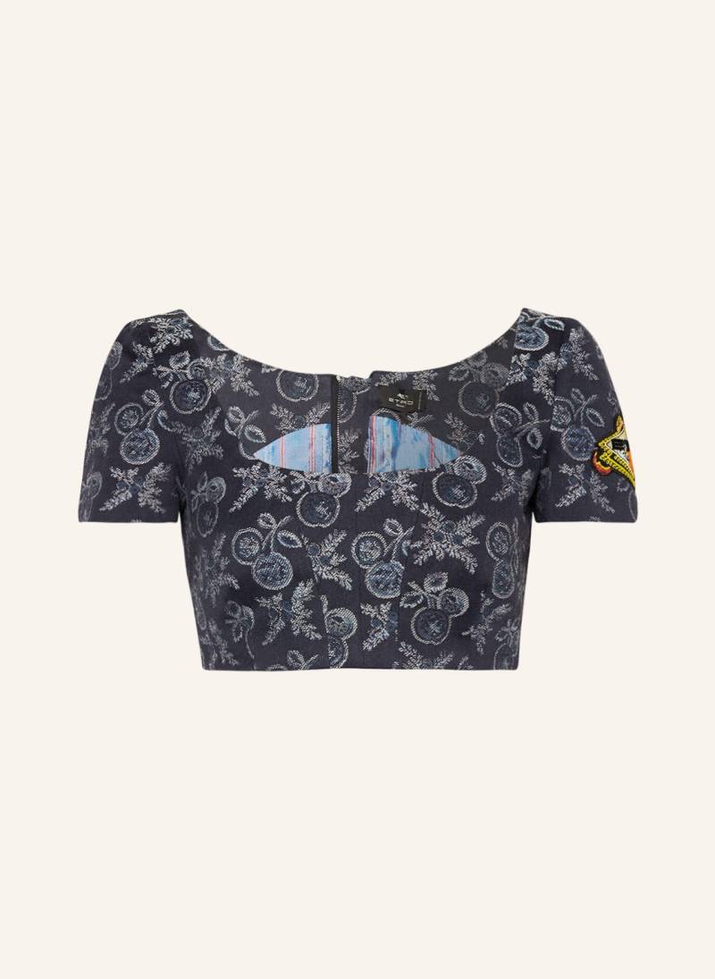 Etro Cropped-Shirt Mit Pailletten blau von ETRO