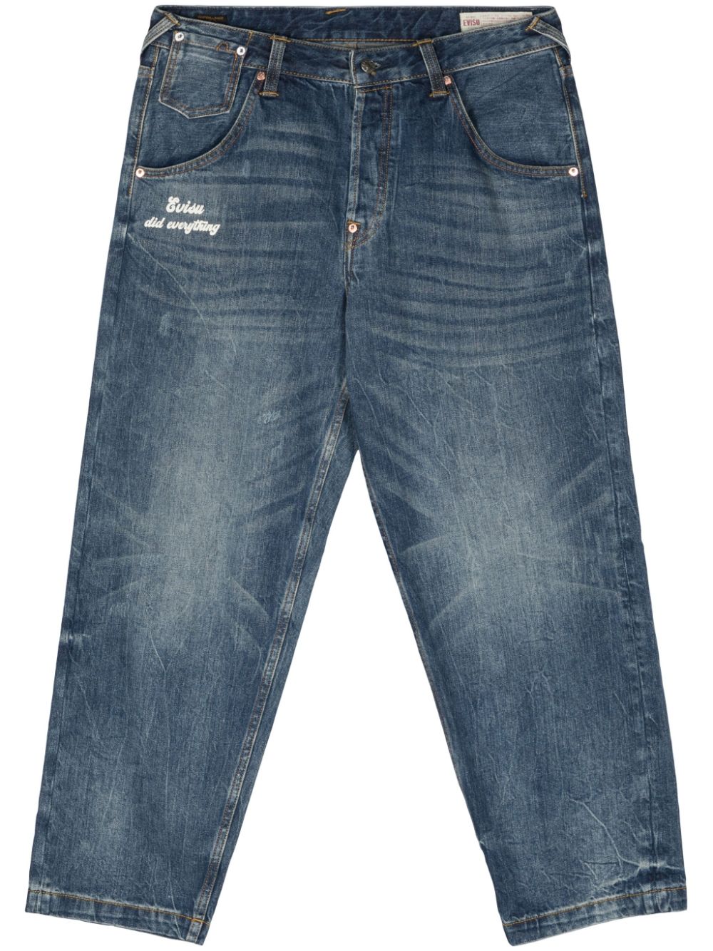 EVISU slogan-print tapered-leg jeans - Blue von EVISU