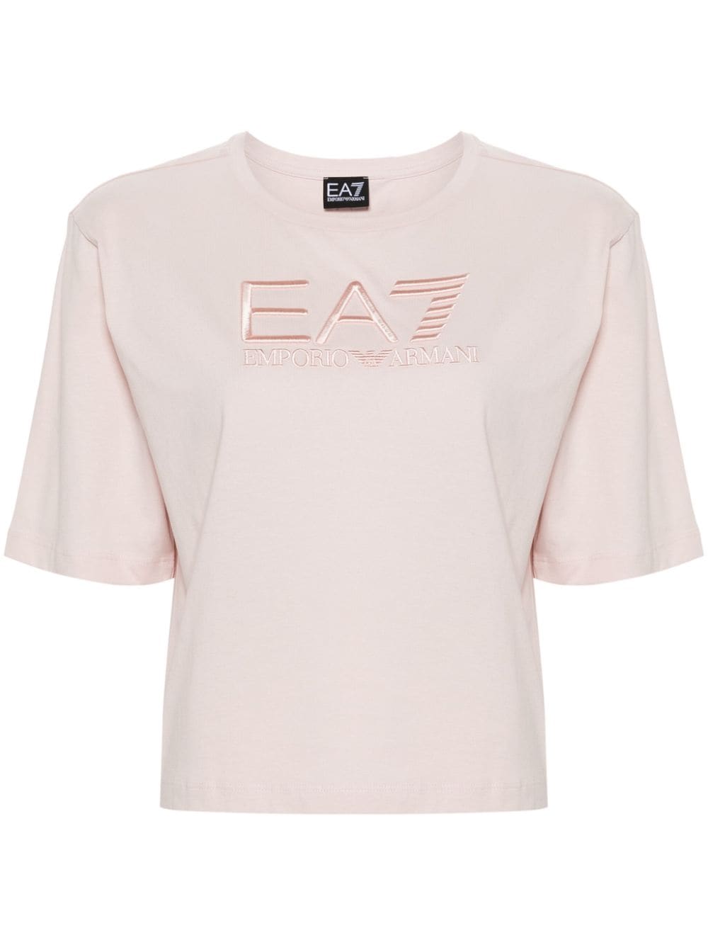 Ea7 Emporio Armani logo-embroidered cotton T-shirt - Pink von Ea7 Emporio Armani
