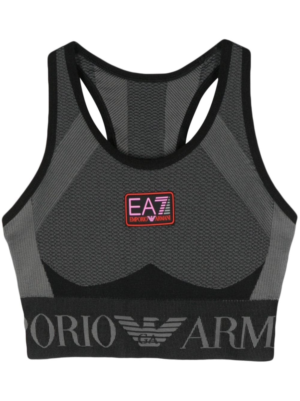 Ea7 Emporio Armani logo-patch sports bra - Black von Ea7 Emporio Armani