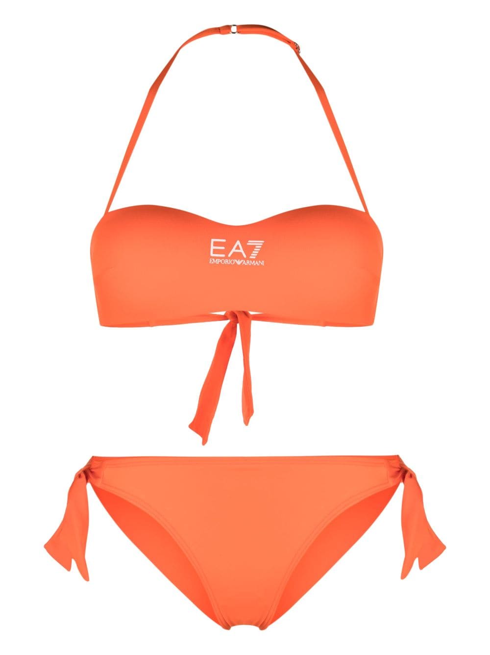 Ea7 Emporio Armani logo-print halterneck bikini set - Orange von Ea7 Emporio Armani