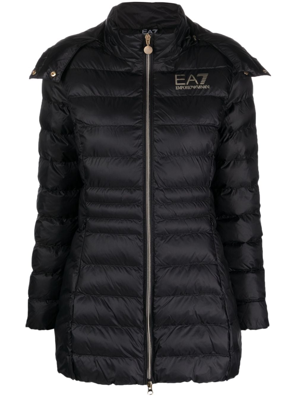 Ea7 Emporio Armani logo-print hooded padded coat - Black von Ea7 Emporio Armani