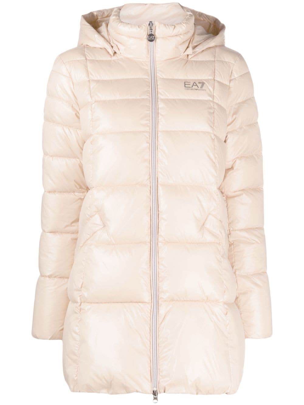 Ea7 Emporio Armani logo-print hooded padded jacket - Neutrals von Ea7 Emporio Armani