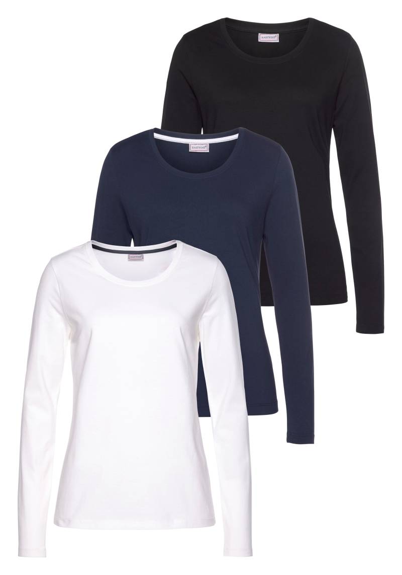 Eastwind Langarmshirt, (3er-Pack), Langarm, im Basic-Stil, Rundhalsausschnitt, aus Baumwolle von Eastwind