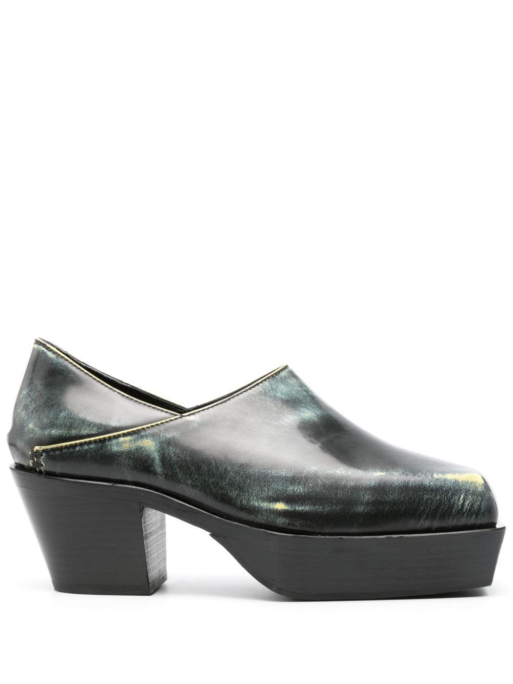 Eckhaus Latta 60mm square-toe leather clogs - Black von Eckhaus Latta