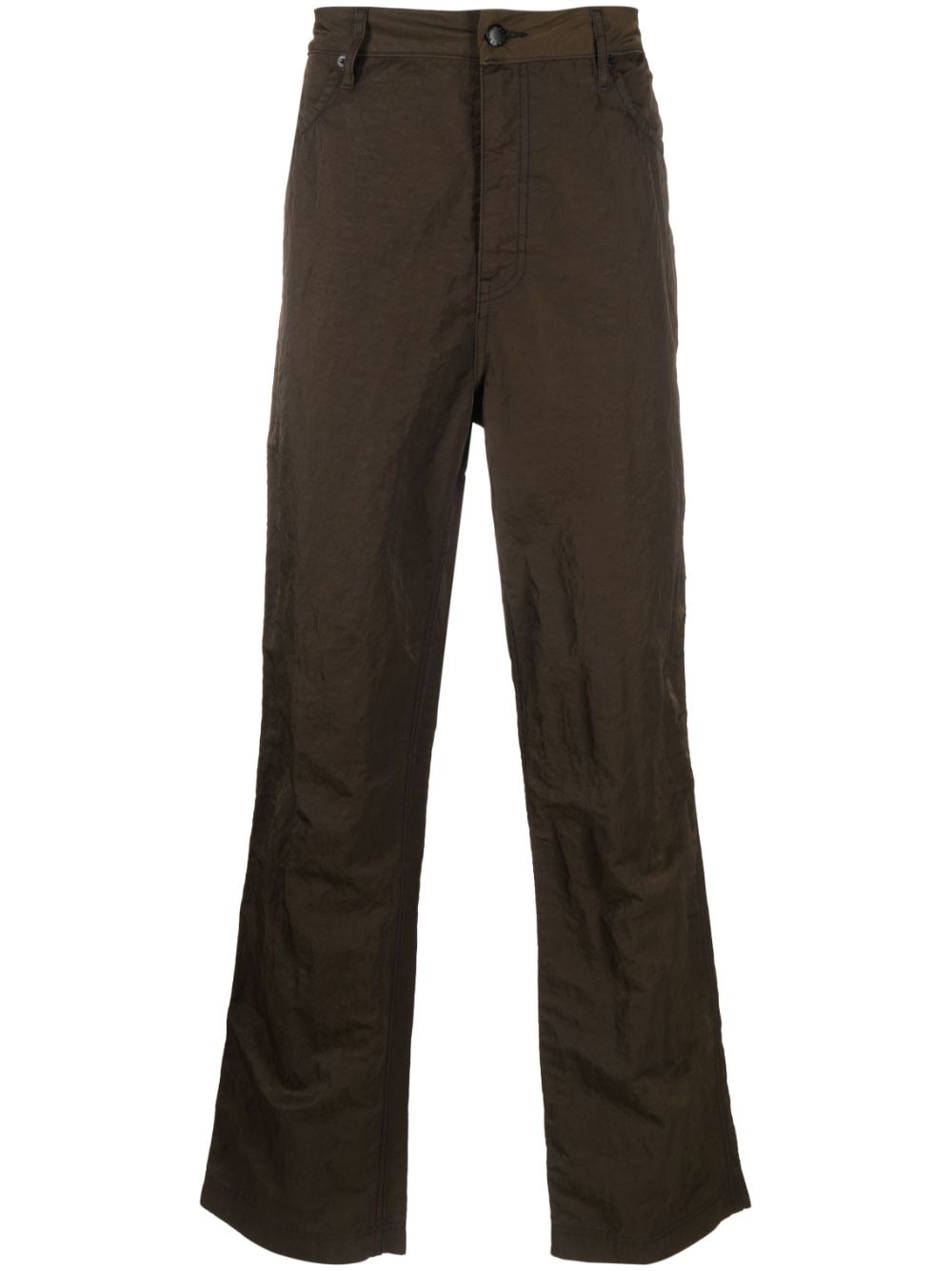 Eckhaus Latta crinckled-finish straight-leg trousers - Green von Eckhaus Latta