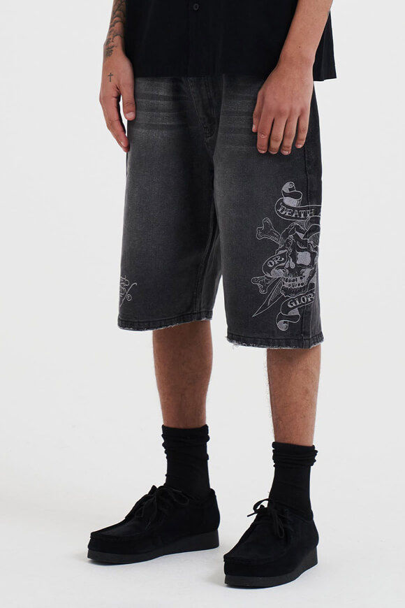 Ed Hardy Skater Jeansshorts | Black Denim | Herren  | XL von Ed Hardy
