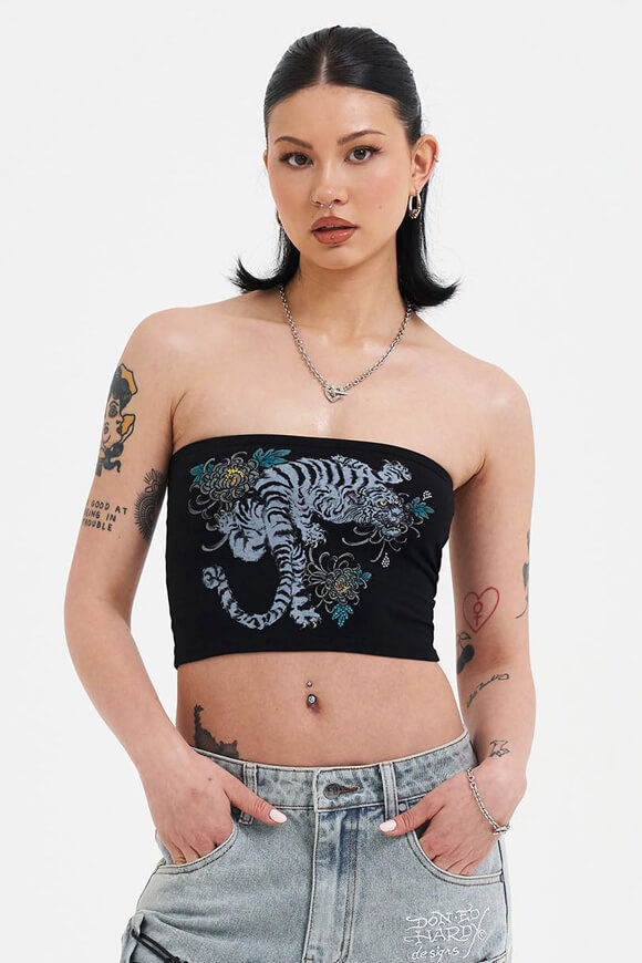 Ed Hardy Snow Tiger Bandeau Crop Top | Black | Damen | M Ed Hardy Snow Tiger Bandeau Crop Top | Black | Damen | M von Ed Hardy