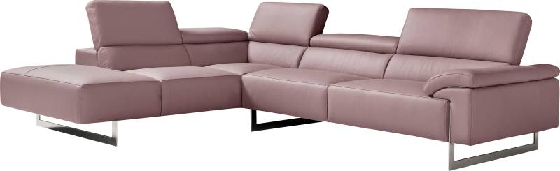 Egoitaliano Ecksofa »Malika«, mit Ottomane, inkl. Kopfteilverstellung und chromfarbenen Metallfüssen von Egoitaliano