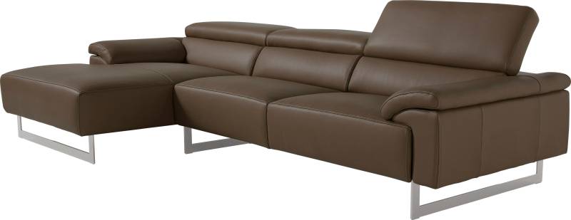 Egoitaliano Ecksofa »Malika, L-Form«, mit Recamiere, inkl. Kopfteilverstellung und chromfarbenen Metallfüssen von Egoitaliano