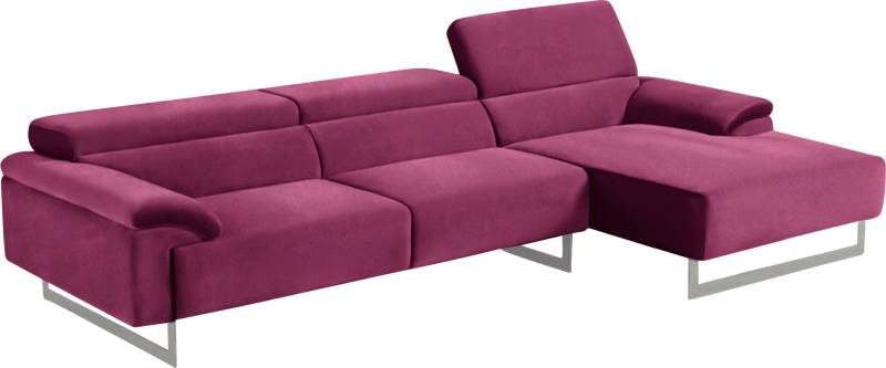 Egoitaliano Ecksofa »Malika, L-Form«, mit Recamiere, inkl. Kopfteilverstellung und chromfarbenen Metallfüssen von Egoitaliano