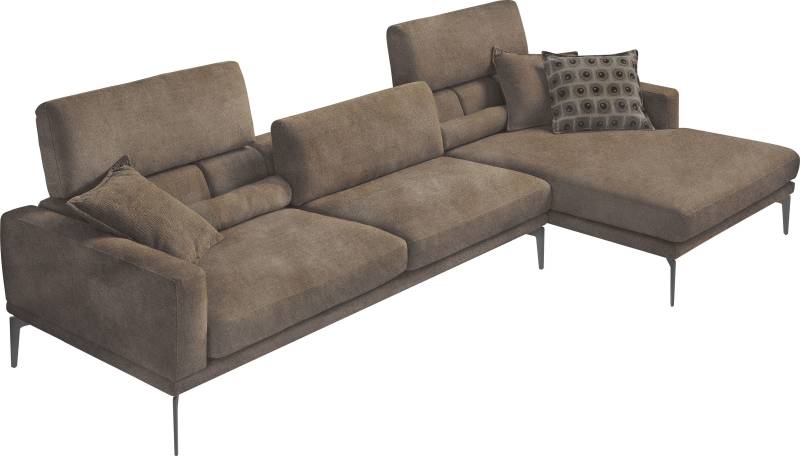 Egoitaliano Ecksofa »Masu, Design trifft sensationellen Sitzkomfort«, inkl. 2 Kissenrollen, Rückenelemente manuell verstellbar, Metallfüsse von Egoitaliano