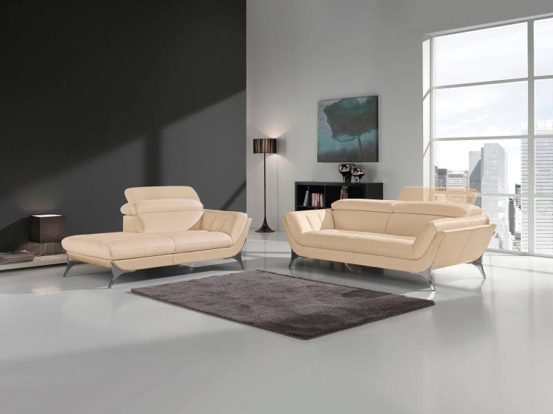 Egoitaliano Polstergarnitur »Sueli«, (Set), bestehend aus Sofa und Recamiere, Kopfteilverstellung, Bezug Leder von Egoitaliano