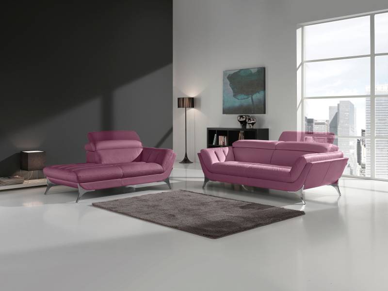 Egoitaliano Polstergarnitur »Sueli«, (Set), bestehend aus Sofa und Recamiere, Kopfteilverstellung, Bezug Leder von Egoitaliano