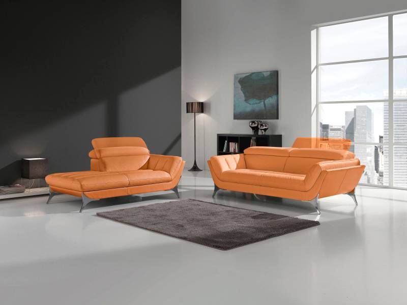 Egoitaliano Polstergarnitur »Sueli«, (Set), bestehend aus Sofa und Recamiere, Kopfteilverstellung, Bezug Leder von Egoitaliano