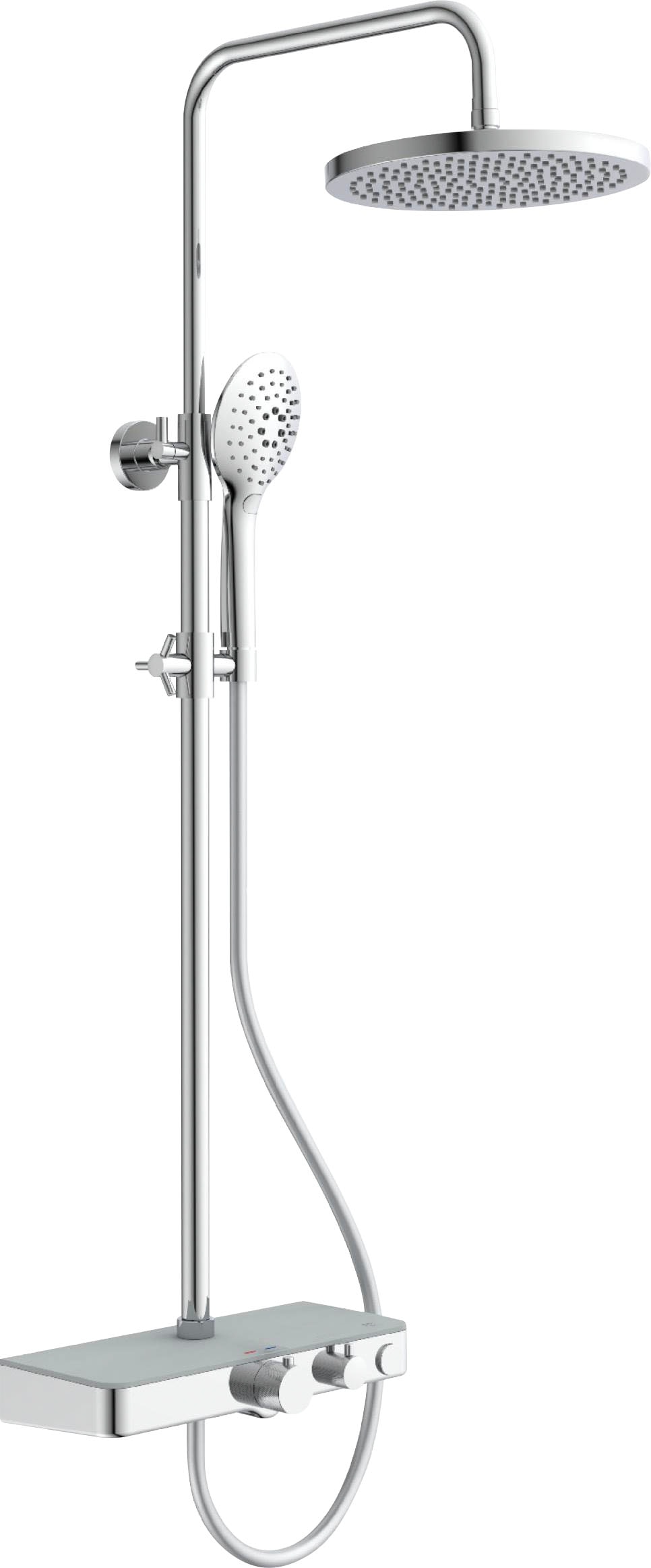 Eisl Stangenbrause-Set »FUTURA«, (Komplett-Set), mit Thermostatarmatur und Glasablage, Handbrause mit 3 Funktionen von Eisl