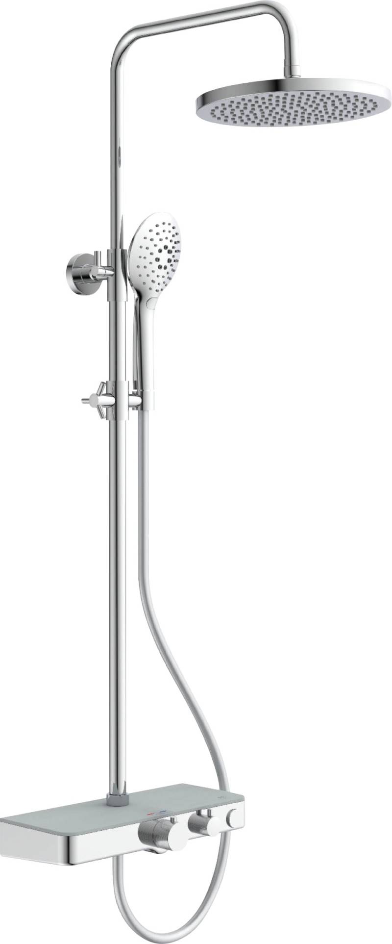 Eisl Stangenbrause-Set »FUTURA«, (Komplett-Set), mit Thermostatarmatur und Glasablage, Handbrause mit 3 Funktionen von Eisl
