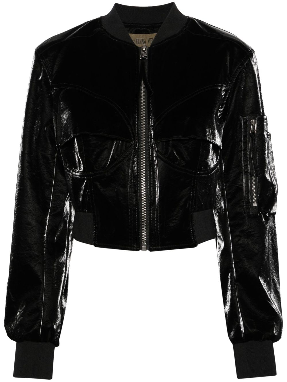 Elena Velez Bustier cropped bomber jacket - Black von Elena Velez