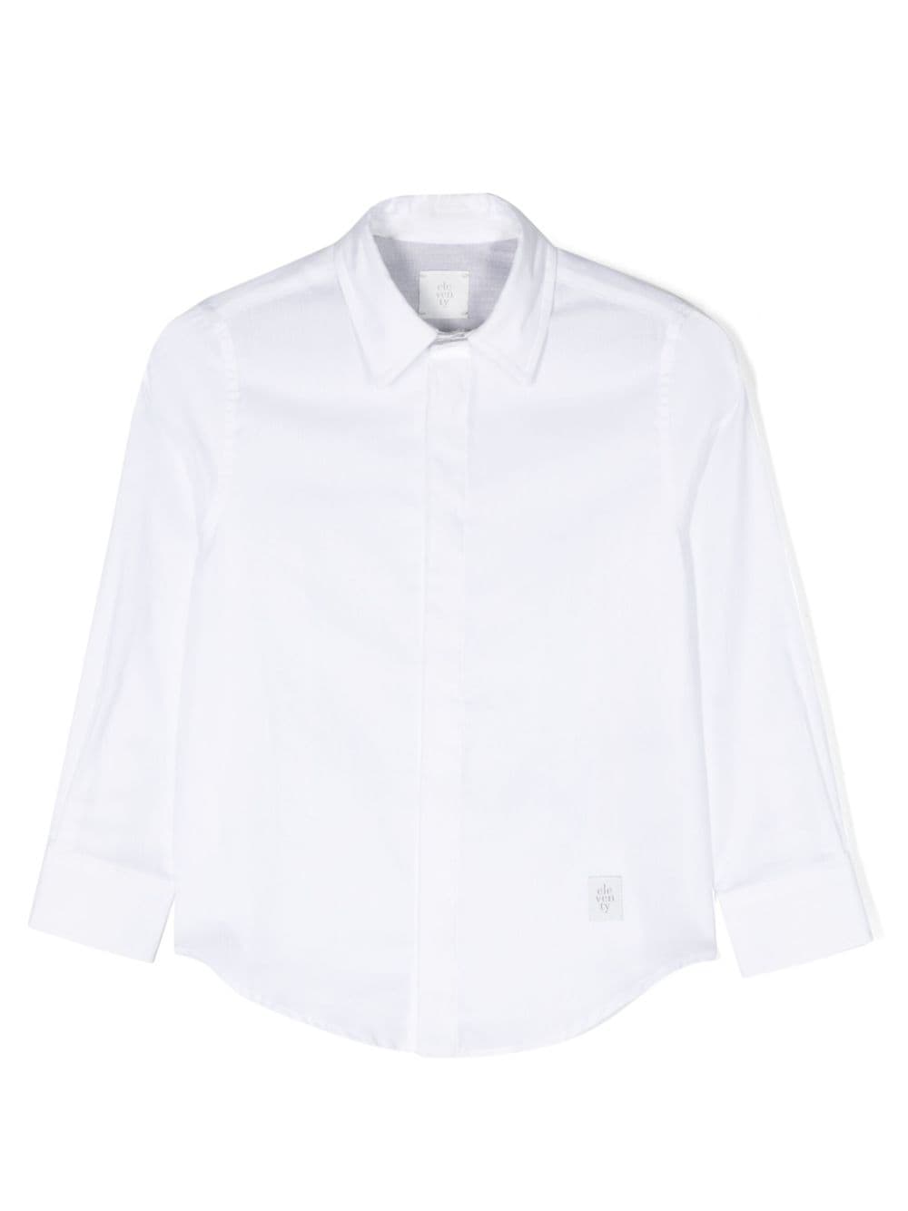 Eleventy Kids logo-patch button-up shirt - White von Eleventy Kids