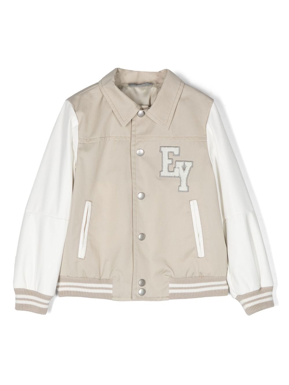 Eleventy Kids logo-patch sports jacket - Neutrals von Eleventy Kids