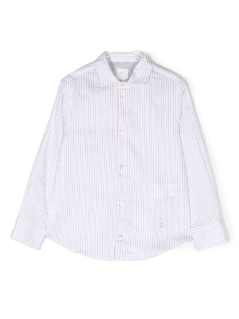 Eleventy Kids long-sleeve striped cotton shirt - White von Eleventy Kids
