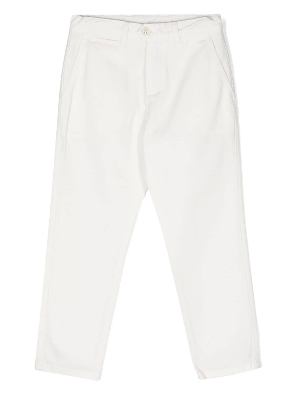 Eleventy Kids mid-rise twill chino trousers - White von Eleventy Kids