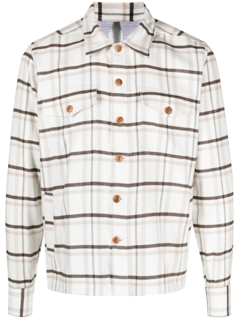 Eleventy checked cotton-flannel shirt - White von Eleventy